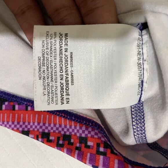 Nike Pro Sweatshirt Women's M Coral Pink Purple Black Geometric Pullover 1/2 Zip - Picture 6 of 7